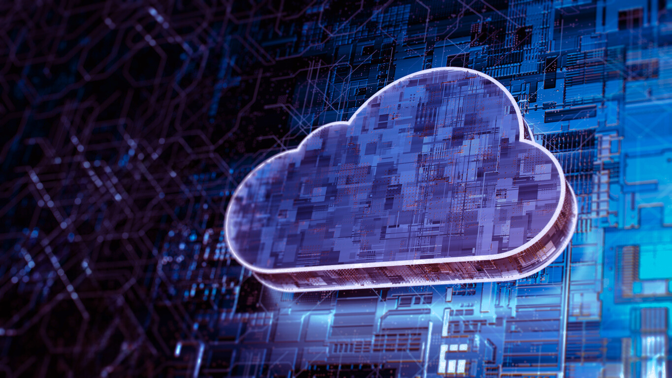 digital cloud image with blue and purple gradient